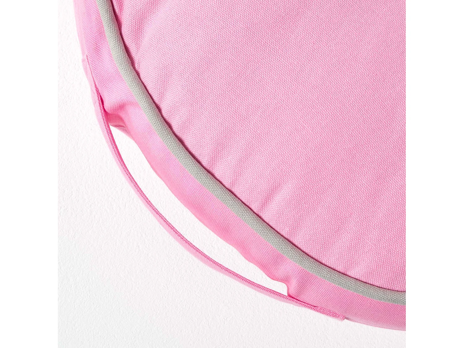 Homescapes 100% Cotton Round Floor Cushion, 43 x 7 cm, Pink, Grey, OEKO-TEX Certified, Handcrafted, 17 x 3"