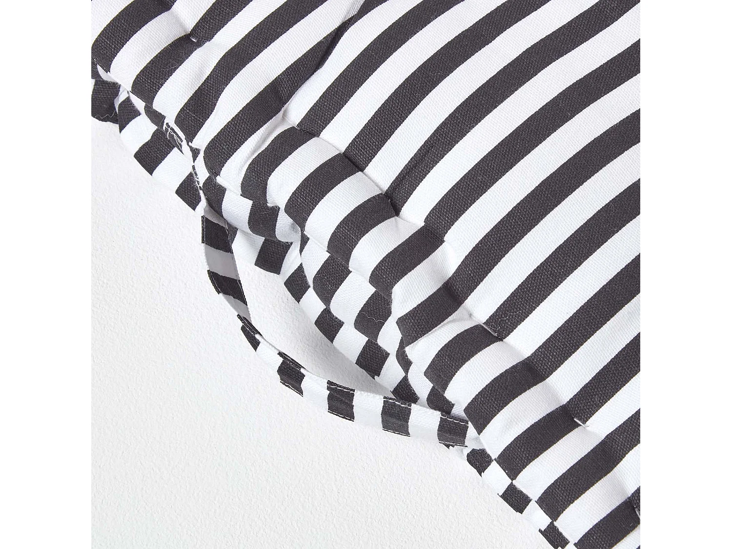 Homescapes 100% Cotton Stripe Floor Cushion, 40 x 40 x 8 cm, Black, OEKO-TEX Certified, Handcrafted, 16 x 16 x 3"