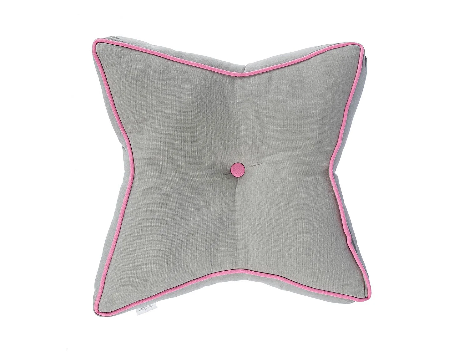 Homescapes 100% Cotton Stars Star Floor Cushion, 48 x 7 cm, Pink, Grey, OEKO-TEX Certified, Handcrafted, 19 x 3"