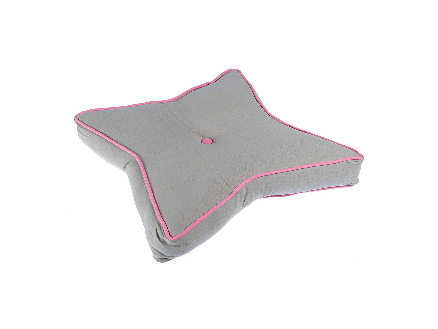 Homescapes 100% Cotton Stars Star Floor Cushion, 48 x 7 cm, Pink, Grey, OEKO-TEX Certified, Handcrafted, 19 x 3"