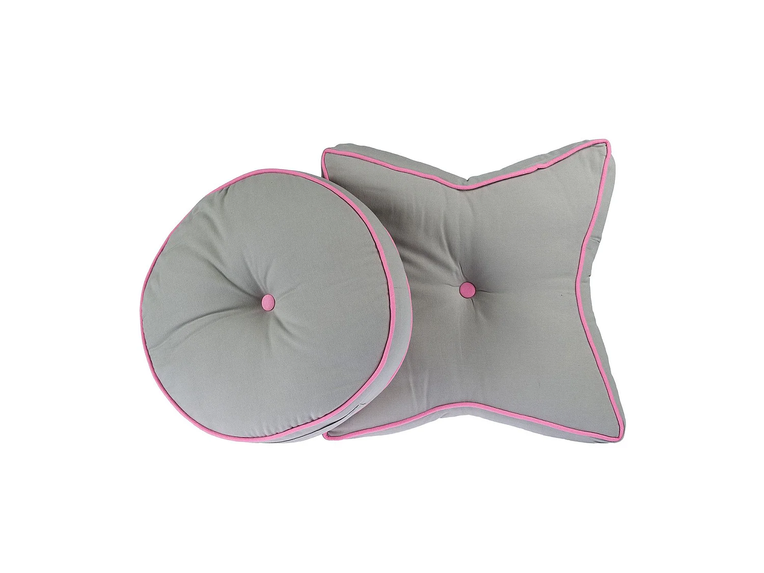 Homescapes 100% Cotton Stars Star Floor Cushion, 48 x 7 cm, Pink, Grey, OEKO-TEX Certified, Handcrafted, 19 x 3"