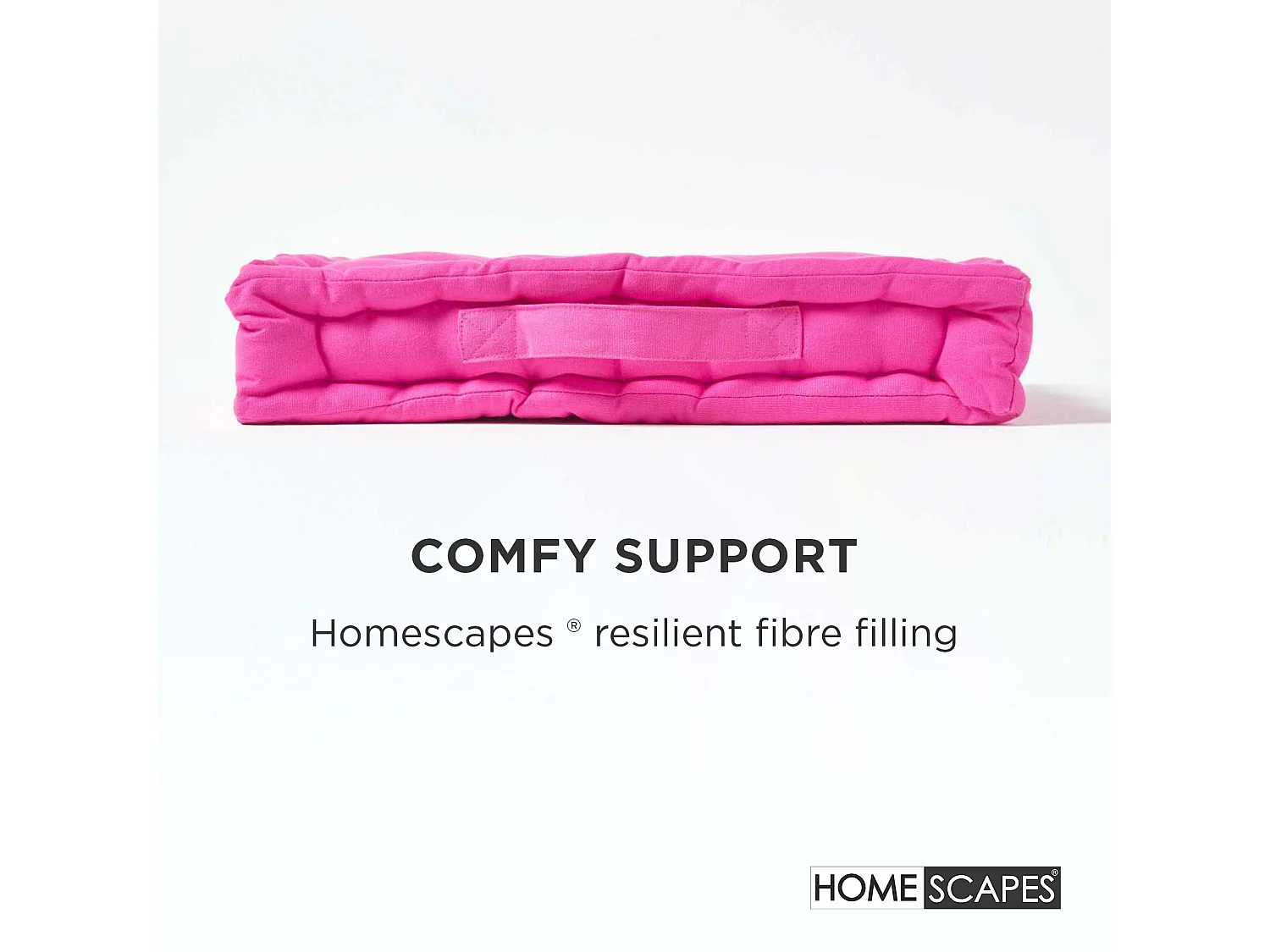 Homescapes 100% Cotton Plain Floor Cushion, 40 x 40 x 8 cm, Hot Pink, OEKO-TEX Certified, Handcrafted, 16 x 16 x 3"