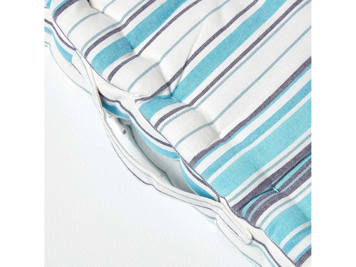 Homescapes 100% Cotton Stripe Floor Cushion, 40 x 40 x 8 cm, Blue, OEKO-TEX Certified, Handcrafted, 16 x 16 x 3"