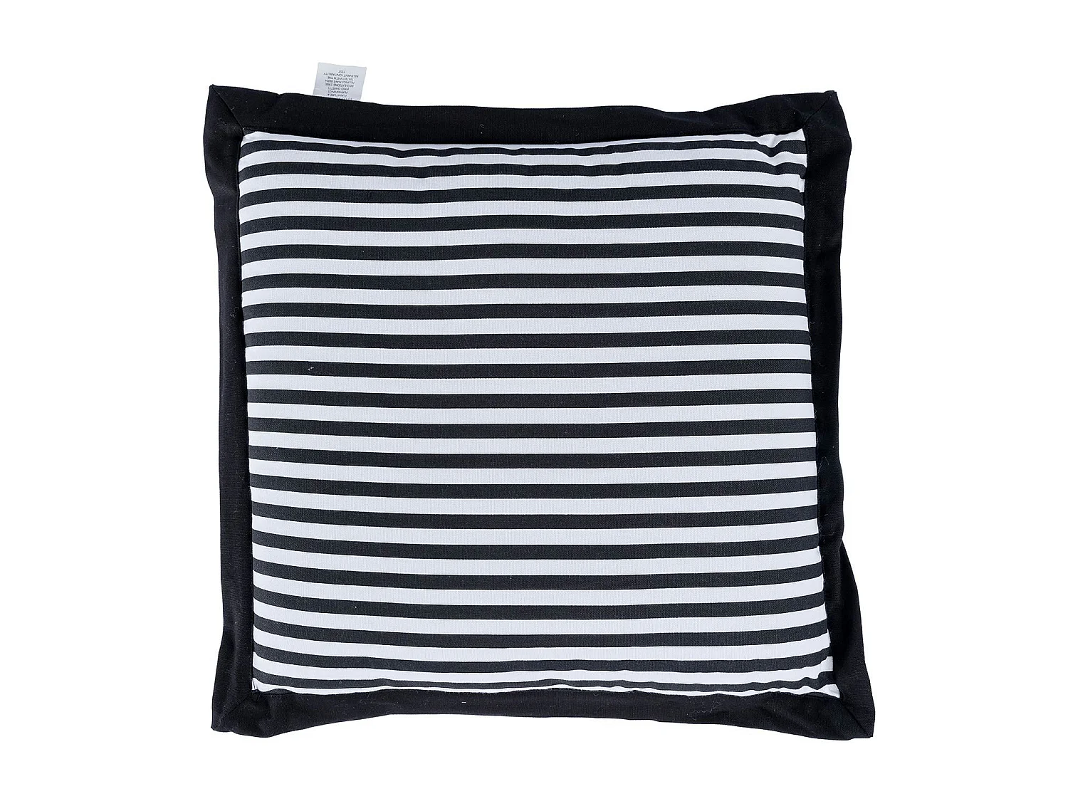 Homescapes 100% Cotton Stripe Floor Cushion, 40 x 40 x 8 cm, Black, White, OEKO-TEX Certified, Handcrafted, 16 x 16 x 3"