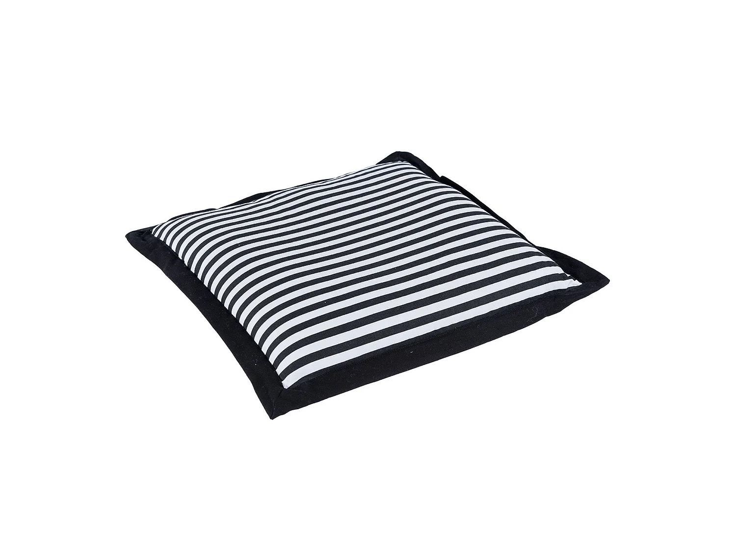 Homescapes 100% Cotton Stripe Floor Cushion, 40 x 40 x 8 cm, Black, White, OEKO-TEX Certified, Handcrafted, 16 x 16 x 3"