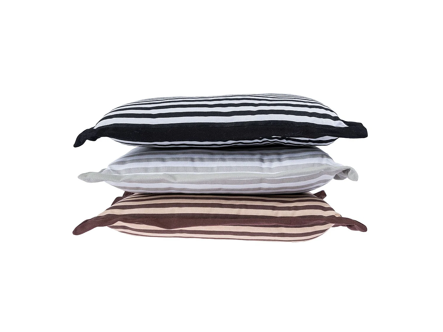 Homescapes 100% Cotton Stripe Floor Cushion, 40 x 40 x 8 cm, Black, White, OEKO-TEX Certified, Handcrafted, 16 x 16 x 3"