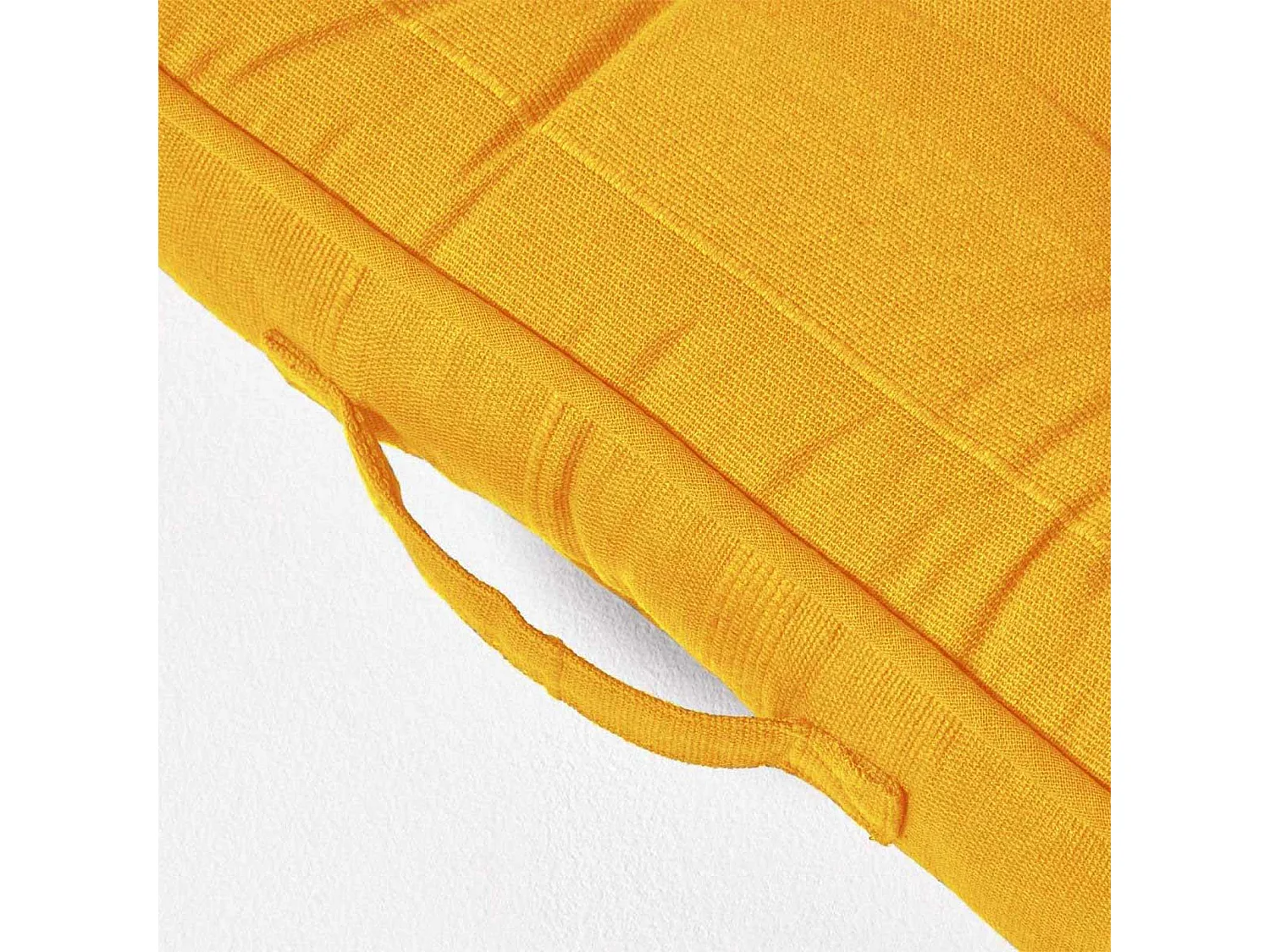 Homescapes 100% Cotton Rajput Floor Cushion, 40 x 40 x 8 cm, Mustard Yellow, OEKO-TEX Certified, Handcrafted, 16 x 16 x 3"