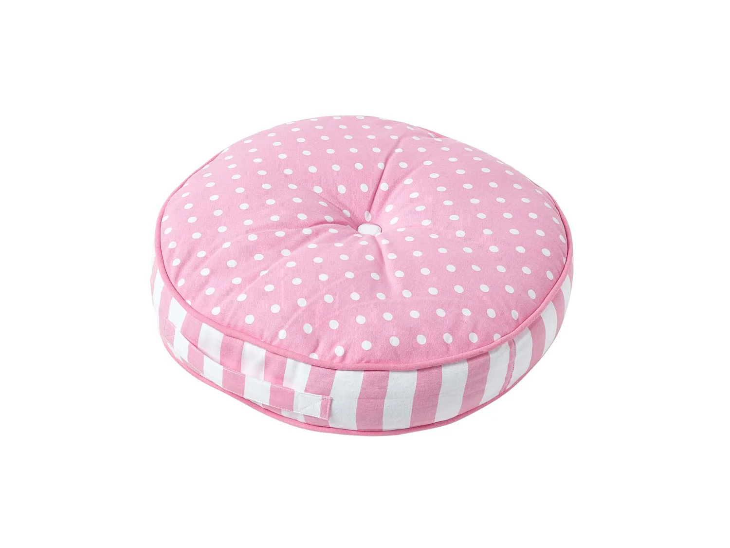 Homescapes 100% Cotton Stripe Round Floor Cushion, 43 x 7 cm, Pink, OEKO-TEX Certified, Handcrafted, 17 x 3"