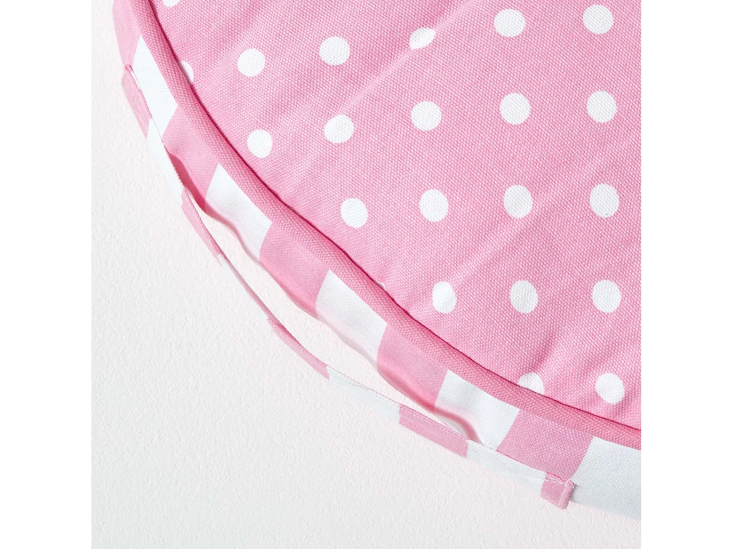 Homescapes 100% Cotton Stripe Round Floor Cushion, 43 x 7 cm, Pink, OEKO-TEX Certified, Handcrafted, 17 x 3"