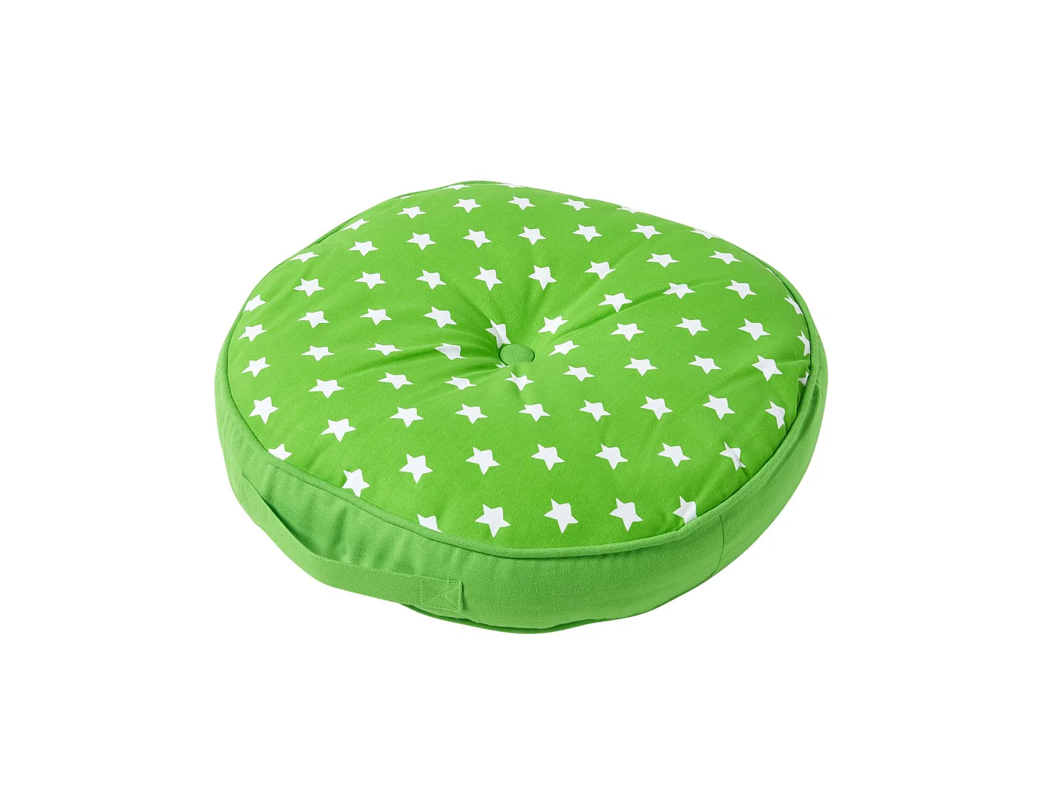 Homescapes 100% Cotton Stars Round Floor Cushion, 43 x 7 cm, Green, White, OEKO-TEX Certified, Handcrafted, 17 x 3"