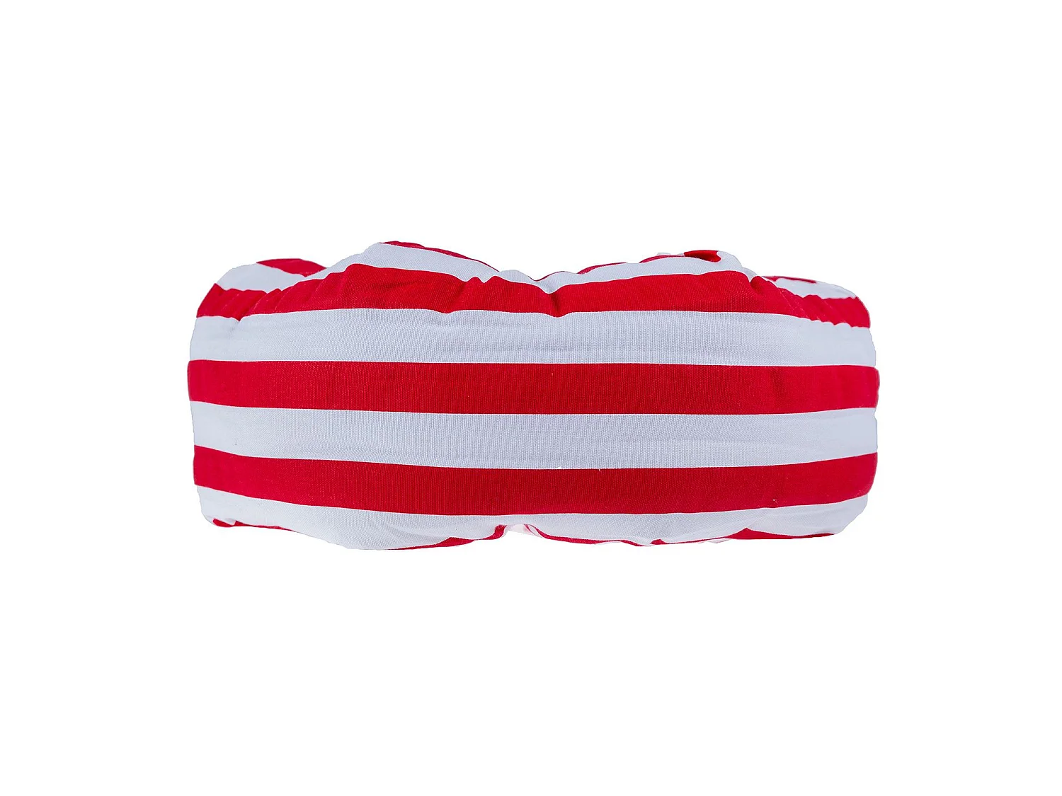 Homescapes 100% Cotton Stripe Round Floor Cushion, 40 x 15 cm, Red, White, OEKO-TEX Certified, Handcrafted, 16 x 6"