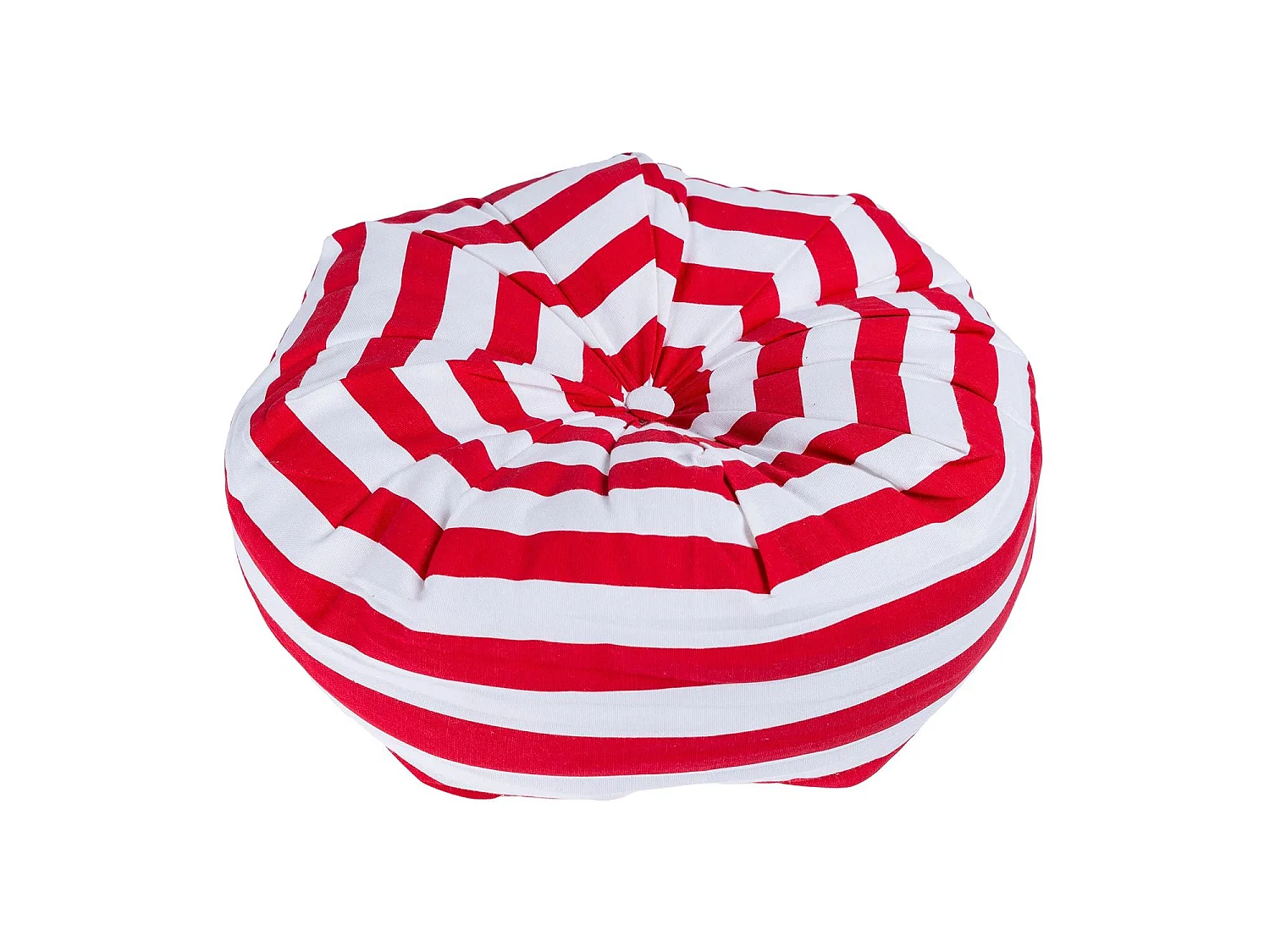 Homescapes 100% Cotton Stripe Round Floor Cushion, 40 x 15 cm, Red, White, OEKO-TEX Certified, Handcrafted, 16 x 6"