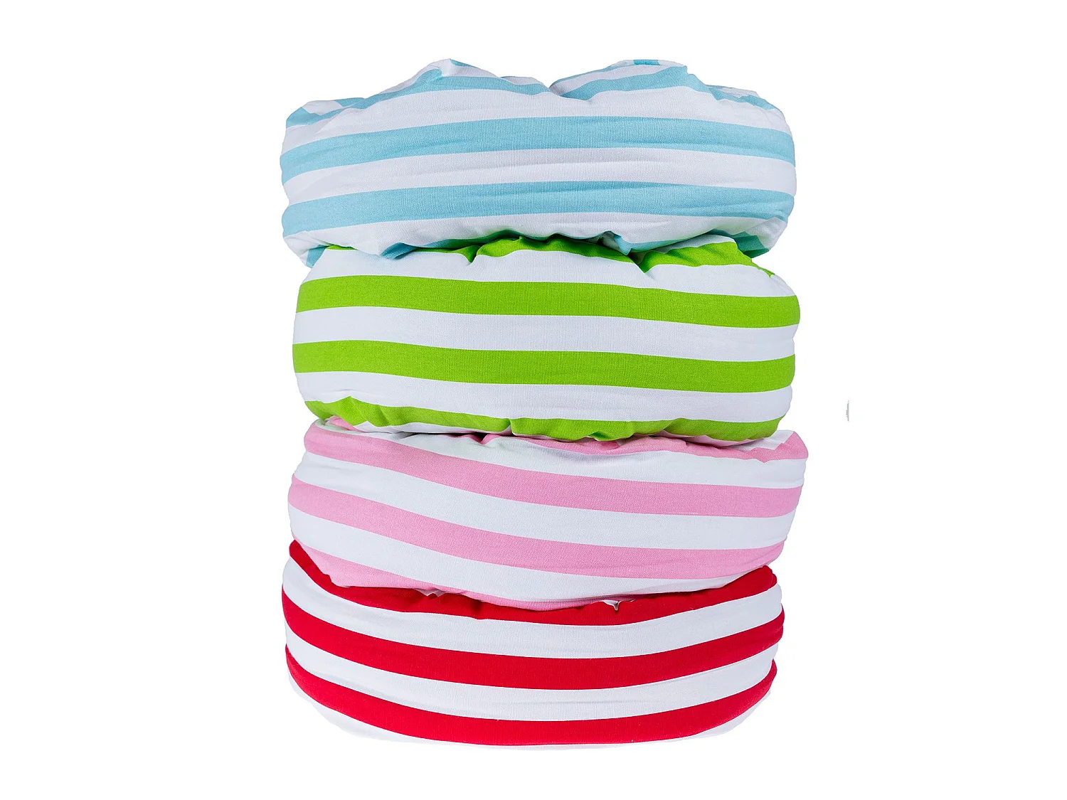 Homescapes 100% Cotton Stripe Round Floor Cushion, 40 x 15 cm, Red, White, OEKO-TEX Certified, Handcrafted, 16 x 6"