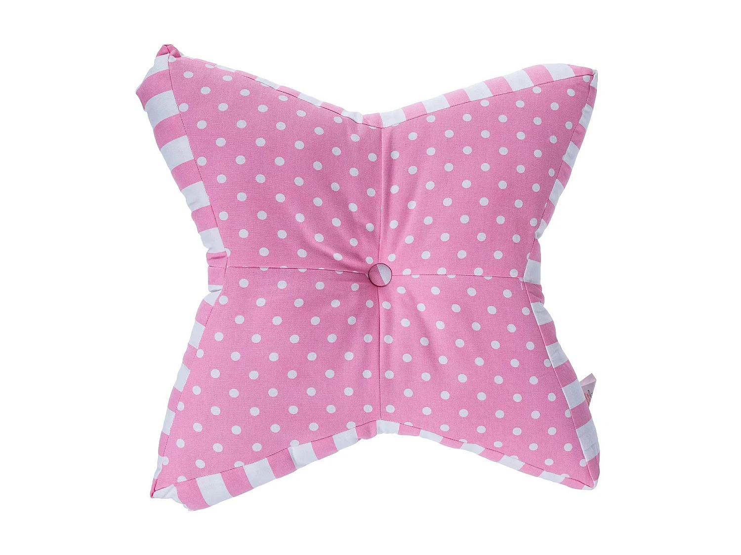 Homescapes 100% Cotton Polka Dot Star Floor Cushion, 48 x 7 cm, Pink, White, OEKO-TEX Certified, Handcrafted, 19 x 3"