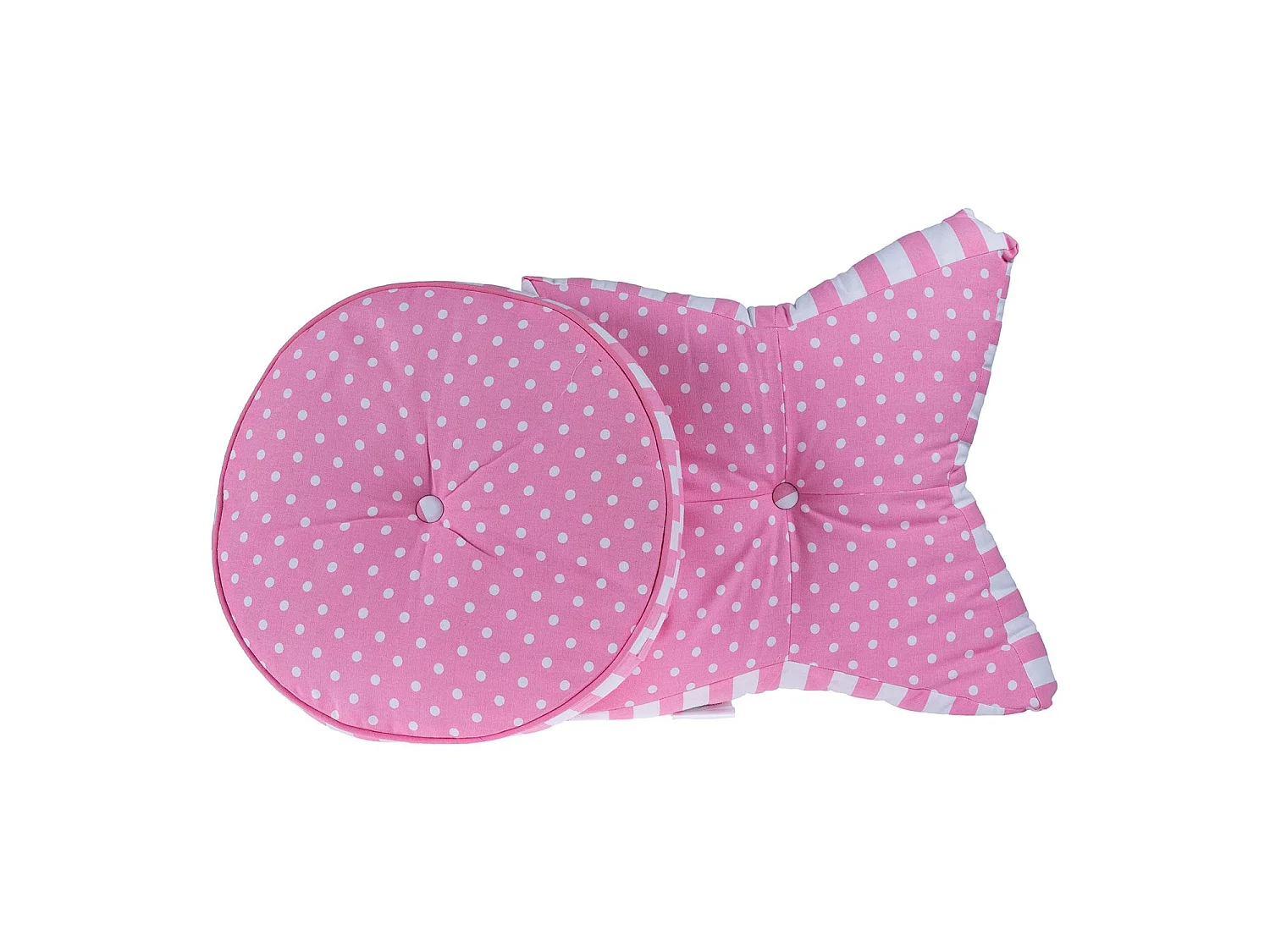 Homescapes 100% Cotton Polka Dot Star Floor Cushion, 48 x 7 cm, Pink, White, OEKO-TEX Certified, Handcrafted, 19 x 3"