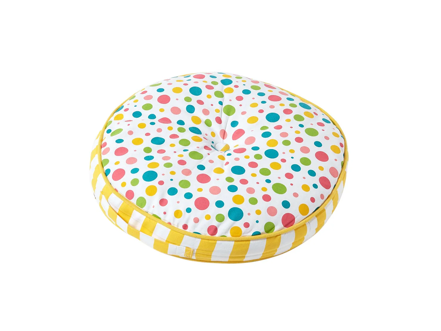 Homescapes 100% Cotton Stripe Round Floor Cushion, 43 x 7 cm, Multi, OEKO-TEX Certified, Handcrafted, 17 x 3"