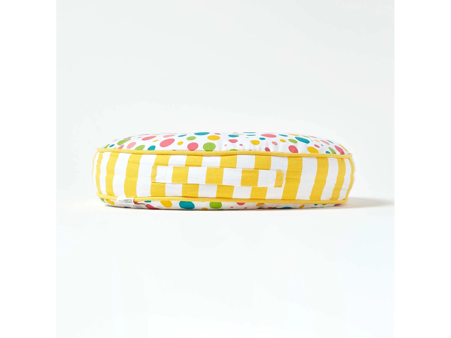 Homescapes 100% Cotton Stripe Round Floor Cushion, 43 x 7 cm, Multi, OEKO-TEX Certified, Handcrafted, 17 x 3"