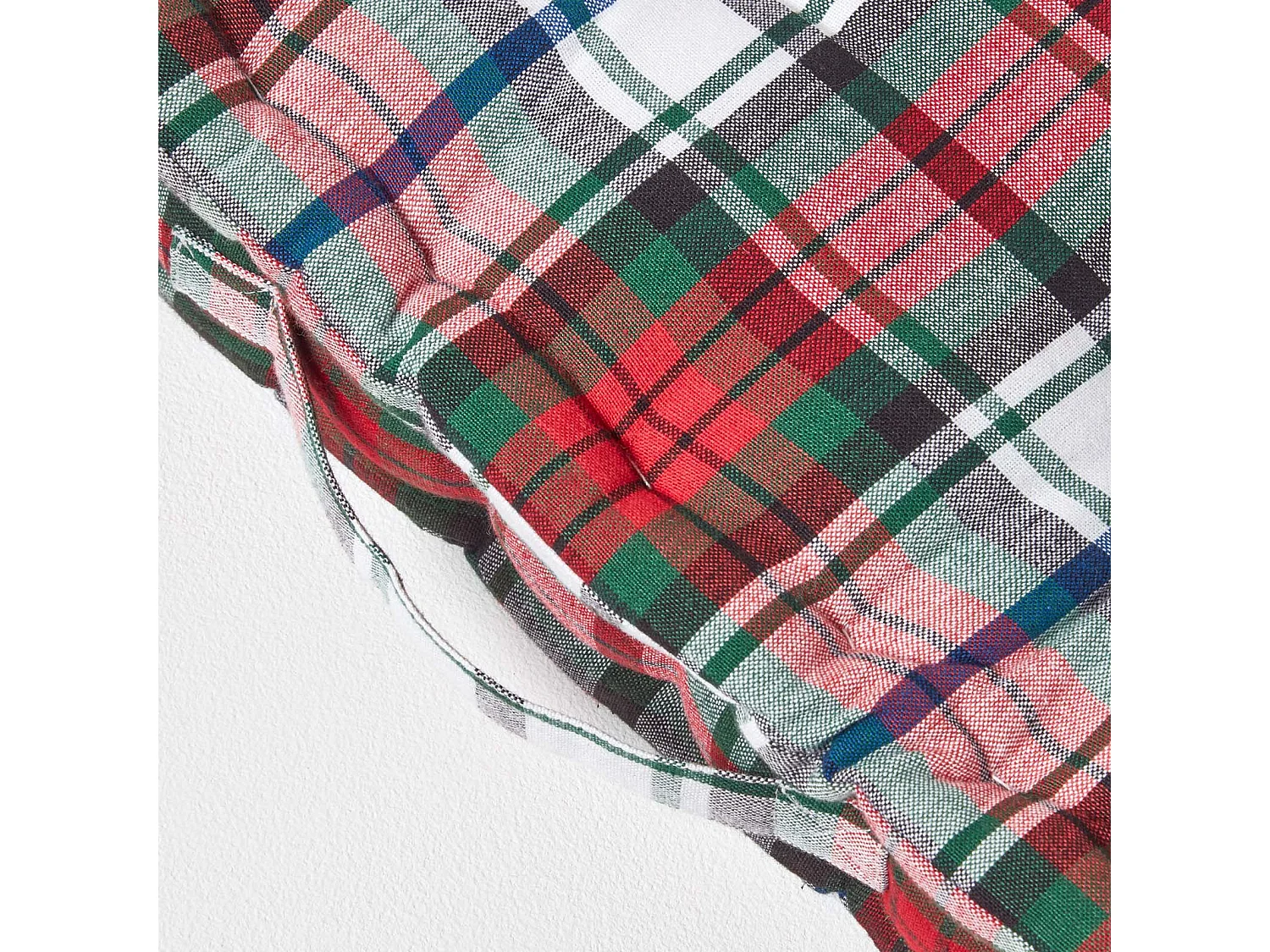Homescapes 100% Cotton Tartan Floor Cushion, 40 x 40 x 8 cm, Red, OEKO-TEX Certified, Handcrafted, 16 x 16 x 3"