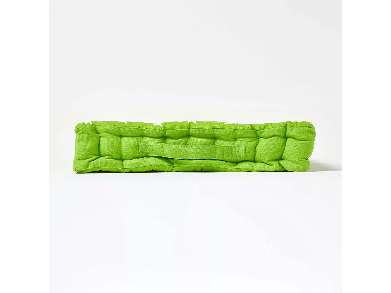 Homescapes 100% Cotton Stars Floor Cushion, 40 x 40 x 8 cm, Green, OEKO-TEX Certified, Handcrafted, 16 x 16 x 3"