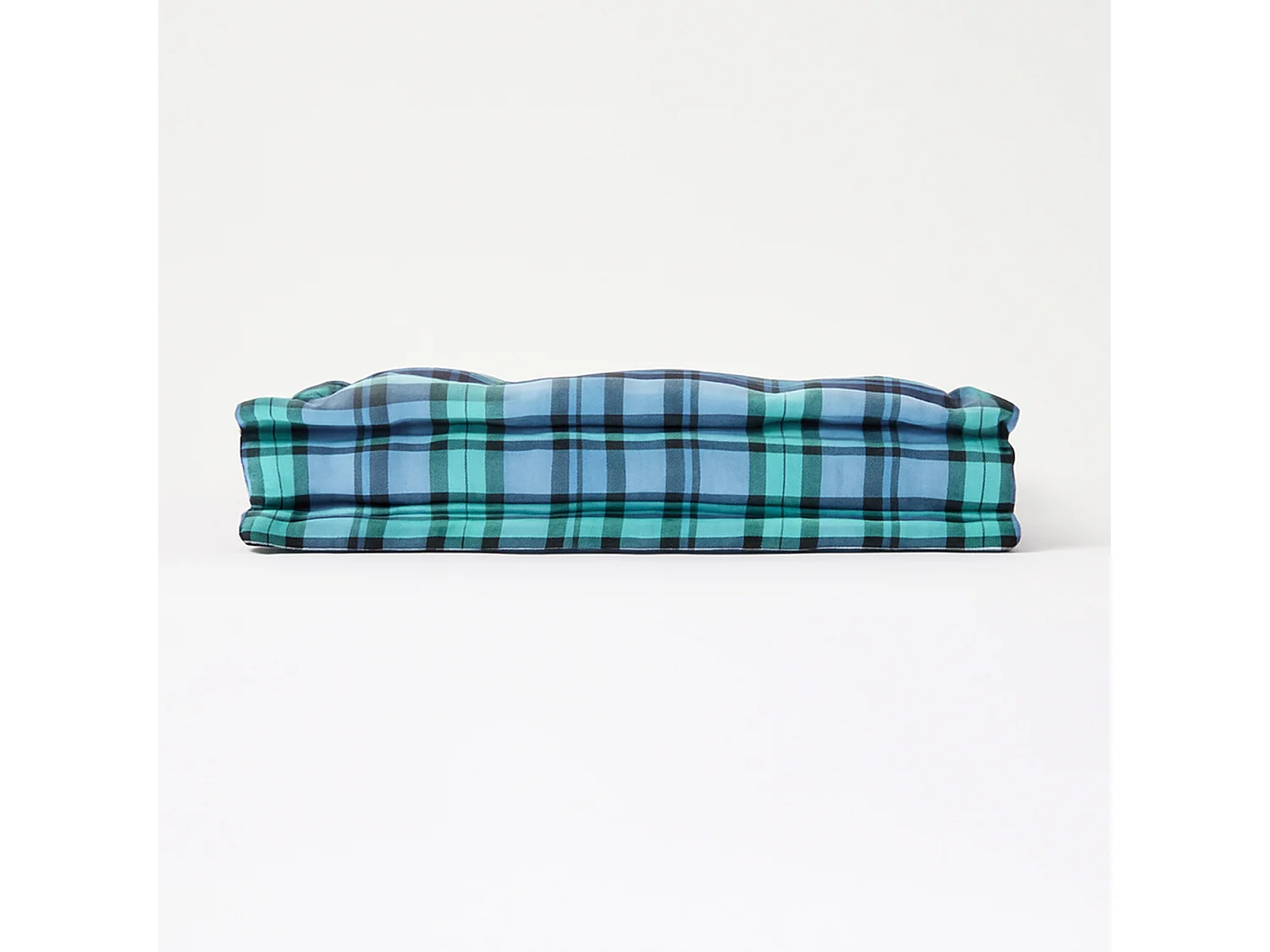 Homescapes 100% Cotton Tartan Floor Cushion, 40 x 40 x 8 cm, Blue, OEKO-TEX Certified, Handcrafted, 16 x 16 x 3"