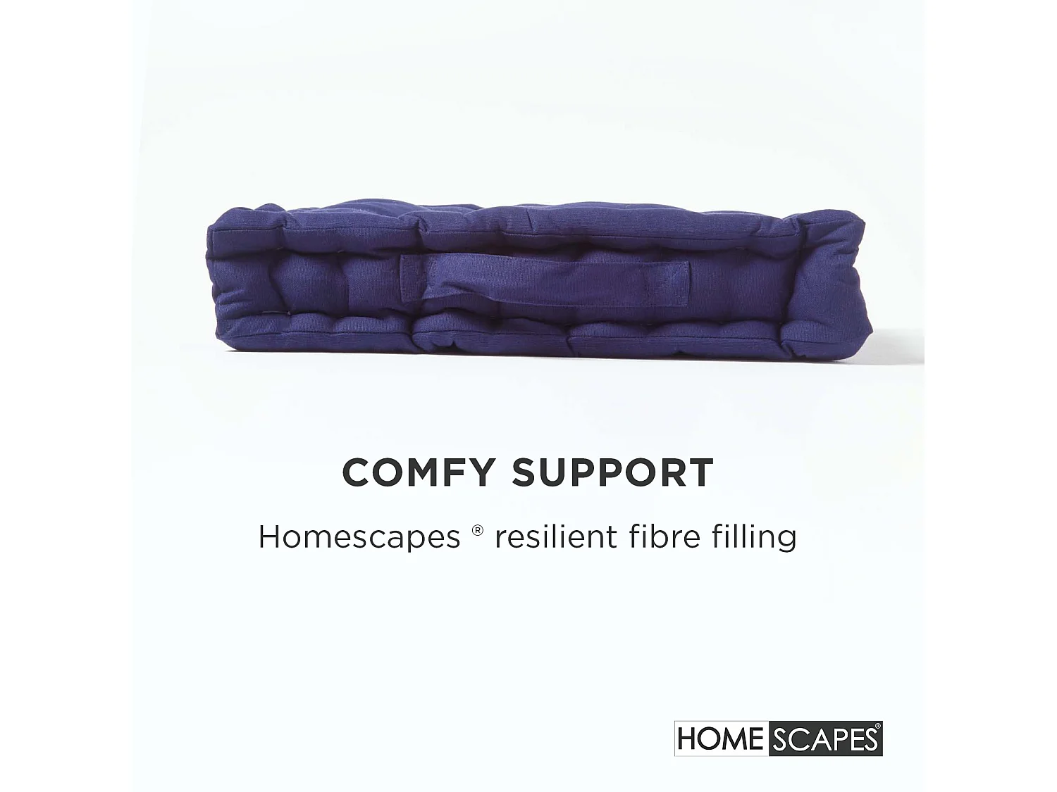 Homescapes 100% Cotton Plain Floor Cushion, 40 x 40 x 8 cm, Navy Blue, OEKO-TEX Certified, Handcrafted, 16 x 16 x 3"