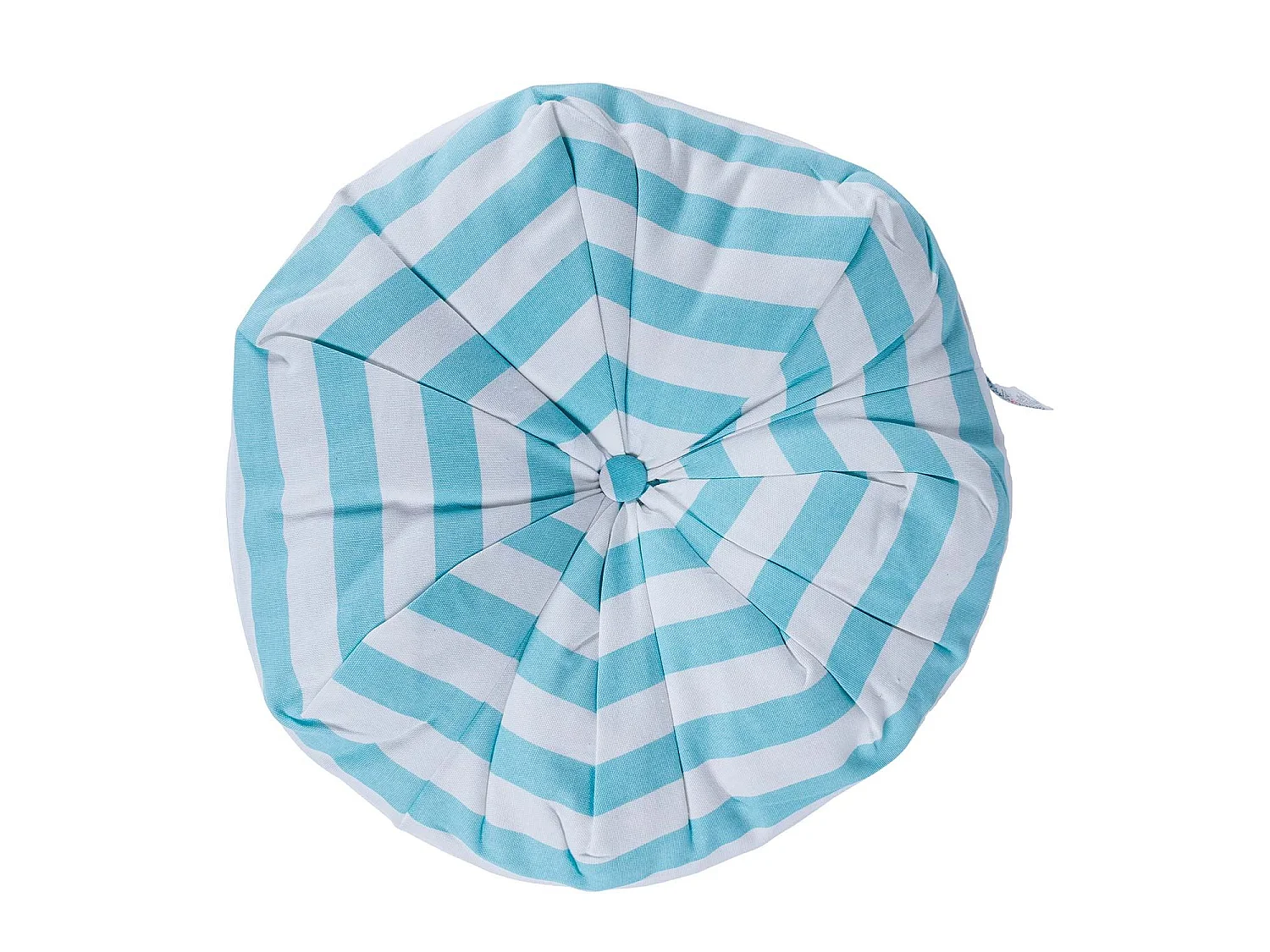 Homescapes 100% Cotton Stripe Round Floor Cushion, 40 x 15 cm, Blue, White, OEKO-TEX Certified, Handcrafted, 16 x 6"