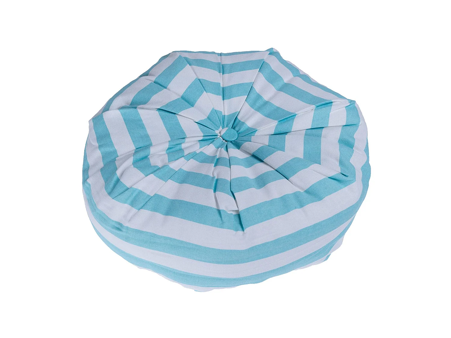 Homescapes 100% Cotton Stripe Round Floor Cushion, 40 x 15 cm, Blue, White, OEKO-TEX Certified, Handcrafted, 16 x 6"