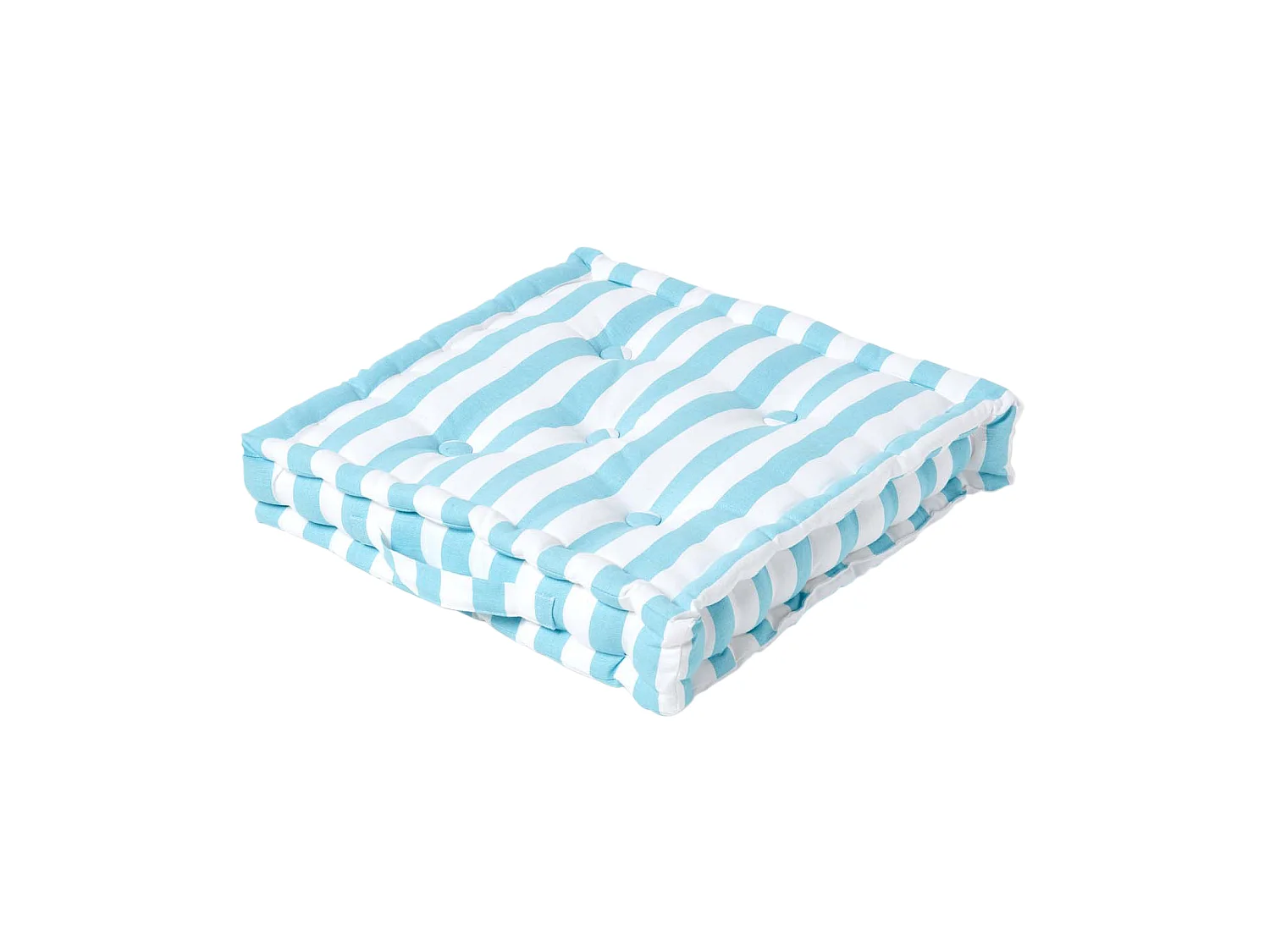 Homescapes 100% Cotton Stripe Floor Cushion, 50 x 50 x 10 cm, Blue, OEKO-TEX Certified, Handcrafted, 20 x 20 x 4"
