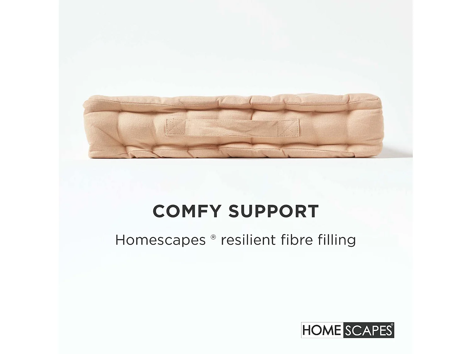 Homescapes 100% Cotton Plain Floor Cushion, 50 x 50 x 10 cm, Natural, OEKO-TEX Certified, Handcrafted, 20 x 20 x 4"