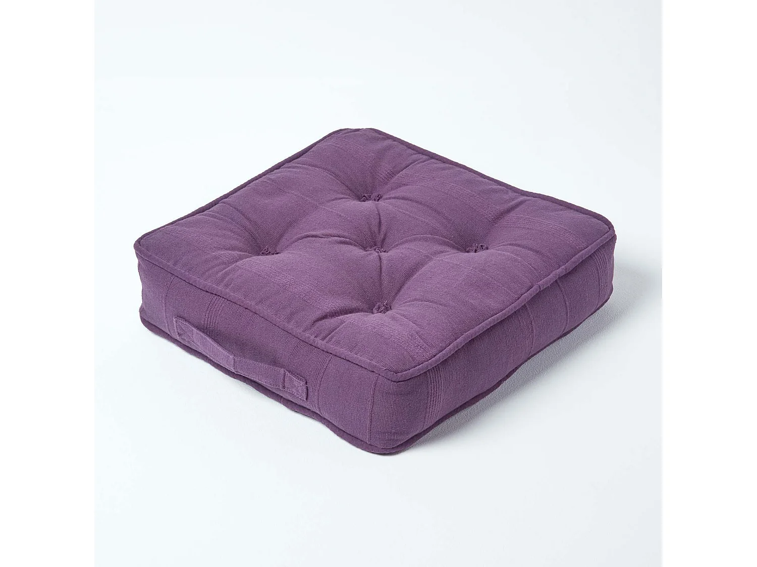 Homescapes 100% Cotton Rajput Floor Cushion, 40 x 40 x 8 cm, Purple, OEKO-TEX Certified, Handcrafted, 16 x 16 x 3"