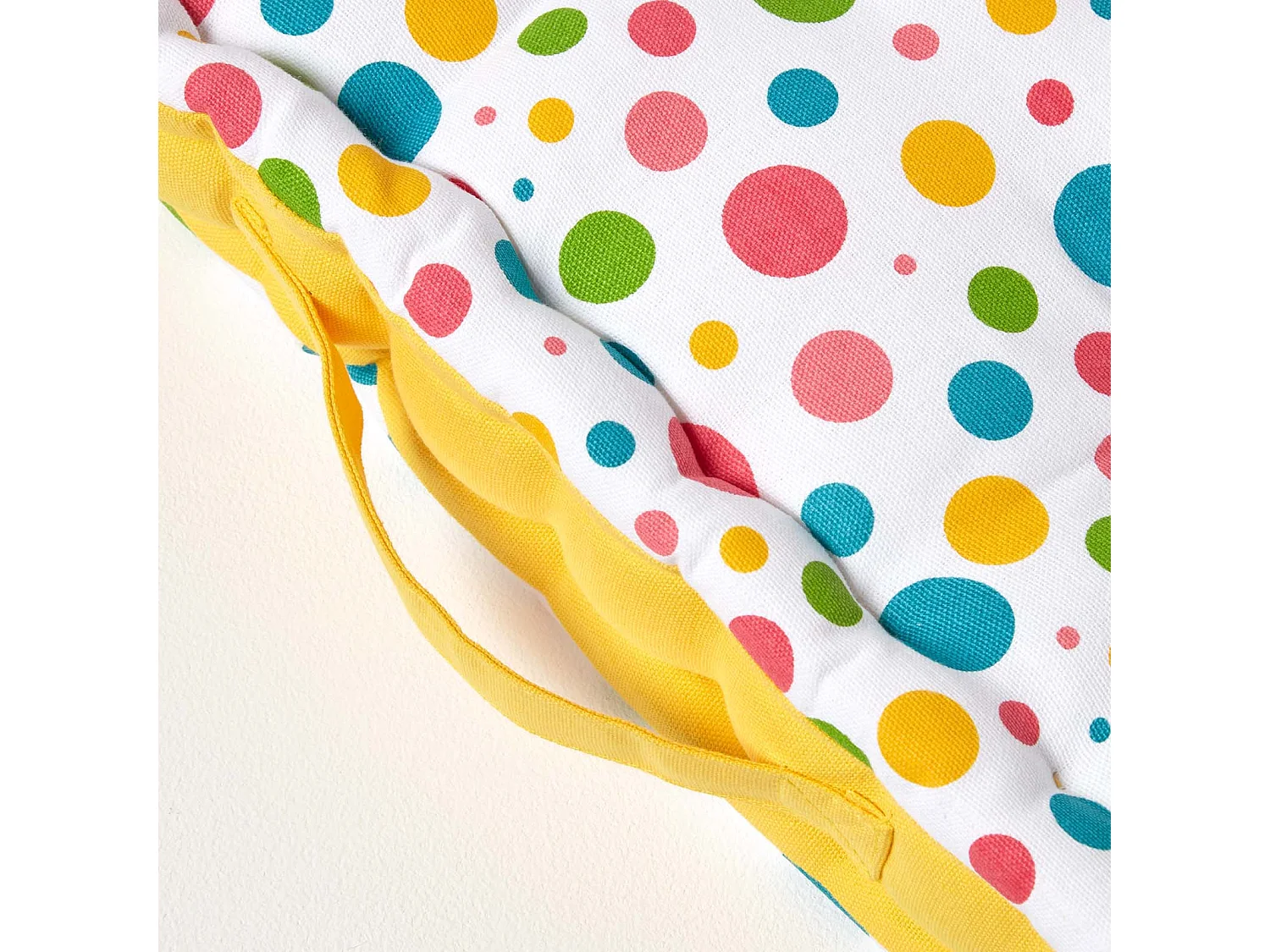 Homescapes 100% Cotton Polka Dot Floor Cushion, 50 x 50 x 10 cm, Multi Colour, OEKO-TEX Certified, Handcrafted, 20 x 20 x 4"