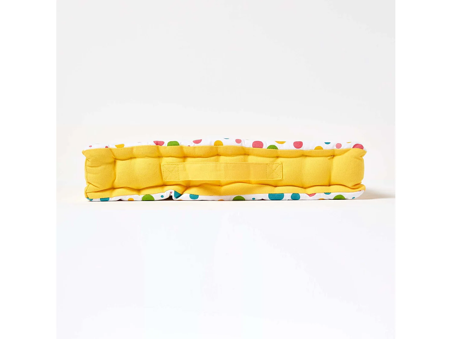 Homescapes 100% Cotton Polka Dot Floor Cushion, 50 x 50 x 10 cm, Multi Colour, OEKO-TEX Certified, Handcrafted, 20 x 20 x 4"