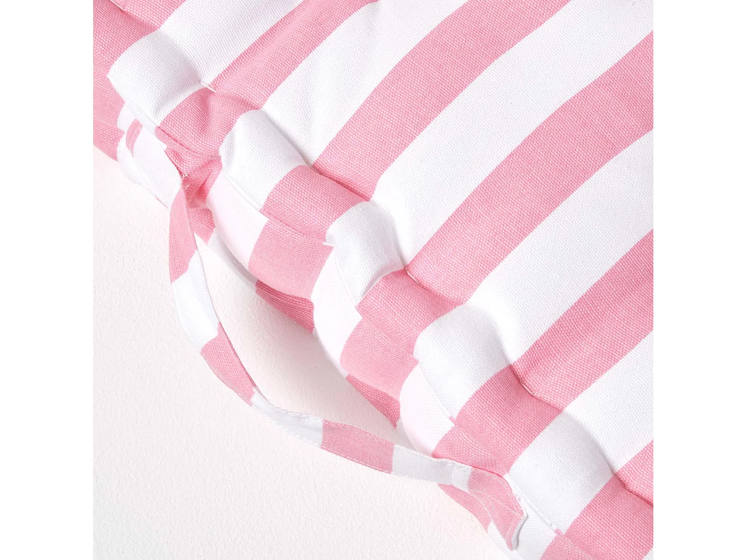 Homescapes 100% Cotton Stripe Floor Cushion, 40 x 40 x 8 cm, Pink, OEKO-TEX Certified, Handcrafted, 16 x 16 x 3"