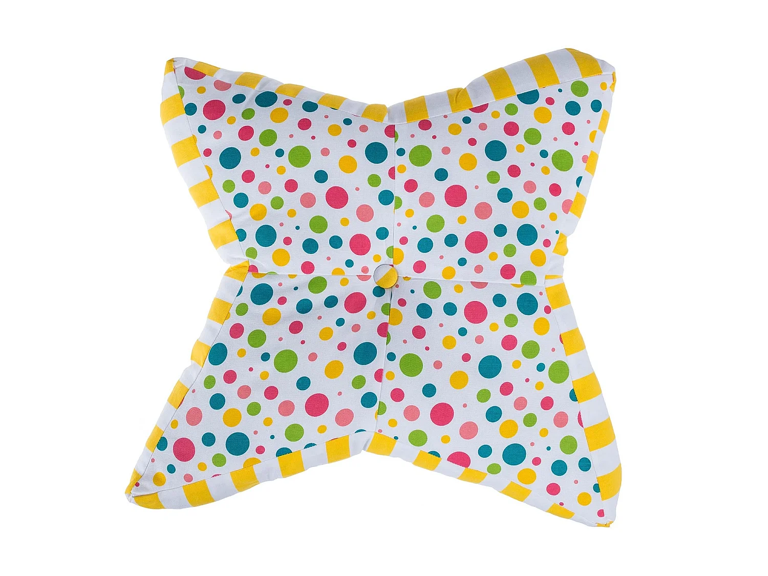 Homescapes 100% Cotton Polka Dot Star Floor Cushion, 48 x 7 cm, Multi Colour, OEKO-TEX Certified, Handcrafted, 19 x 3"
