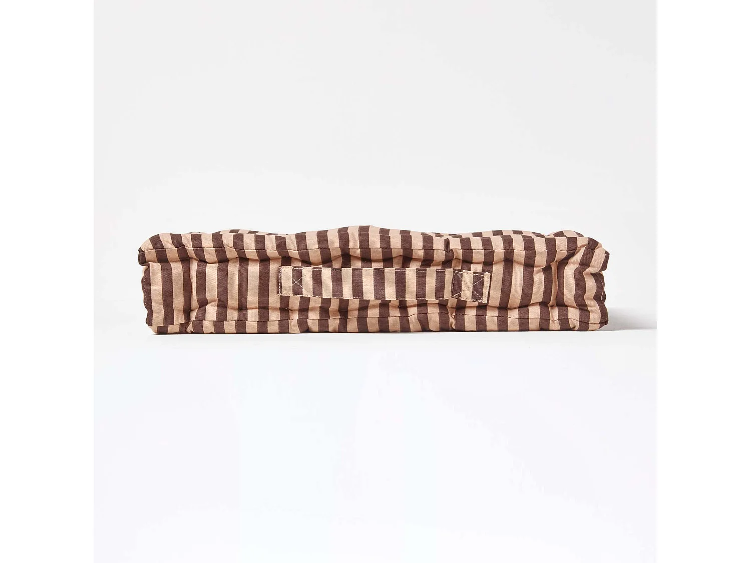 Homescapes 100% Cotton Stripe Floor Cushion, 50 x 50 x 10 cm, Beige, OEKO-TEX Certified, Handcrafted, 20 x 20 x 4"