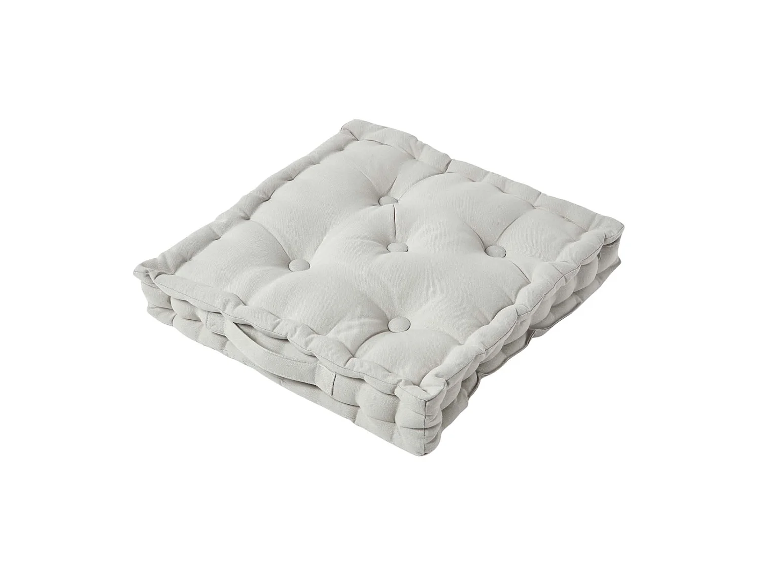 Homescapes 100% Cotton Plain Floor Cushion, 40 x 40 x 8 cm, Grey, OEKO-TEX Certified, Handcrafted, 16 x 16 x 3"