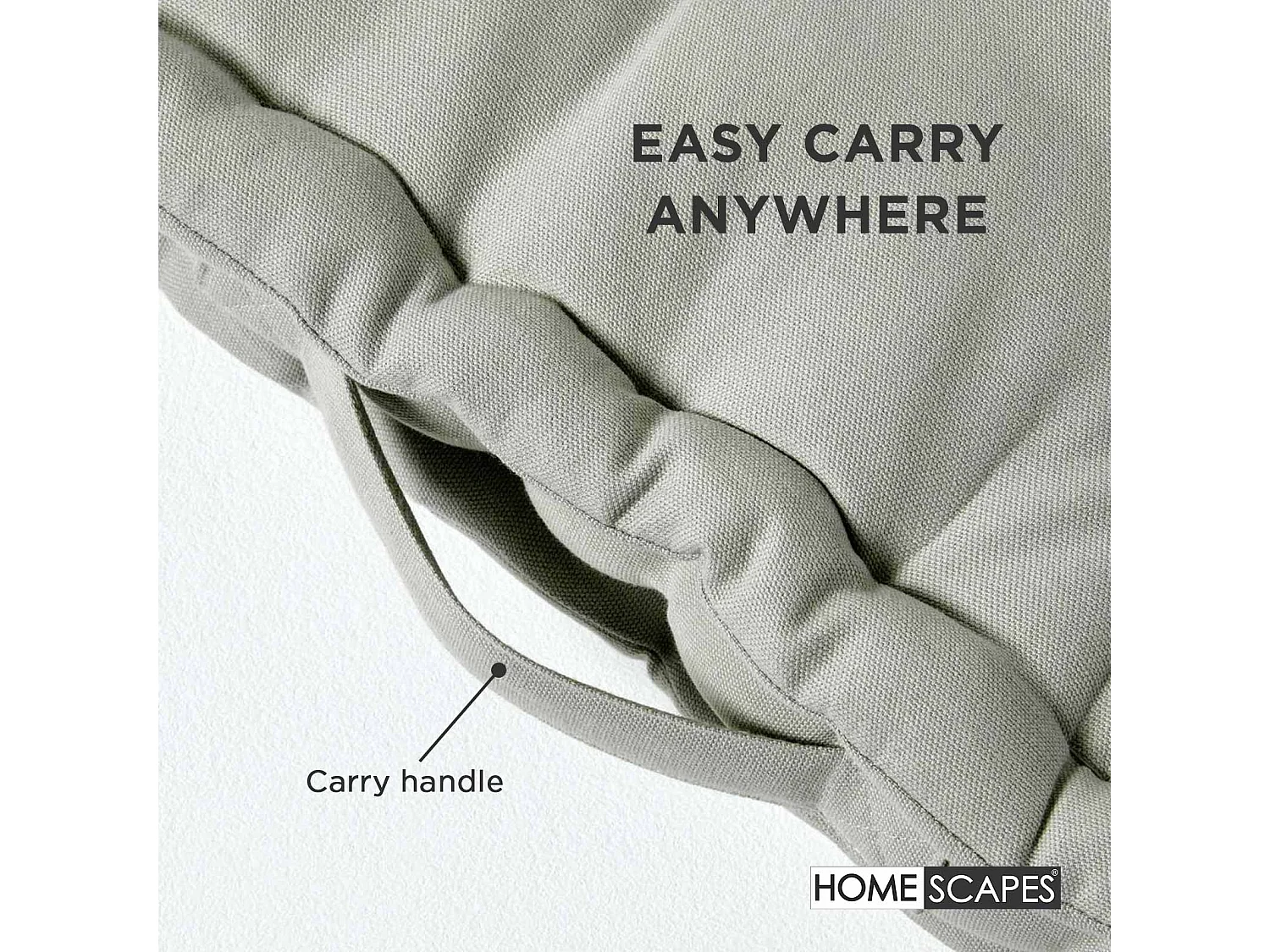 Homescapes 100% Cotton Plain Floor Cushion, 40 x 40 x 8 cm, Grey, OEKO-TEX Certified, Handcrafted, 16 x 16 x 3"