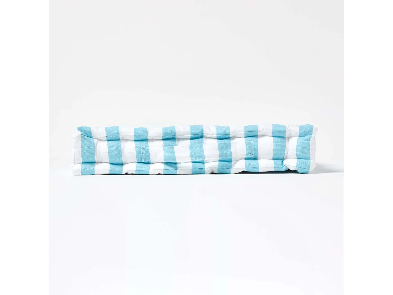 Homescapes 100% Cotton Stripe Floor Cushion, 40 x 40 x 8 cm, Blue, OEKO-TEX Certified, Handcrafted, 16 x 16 x 3"