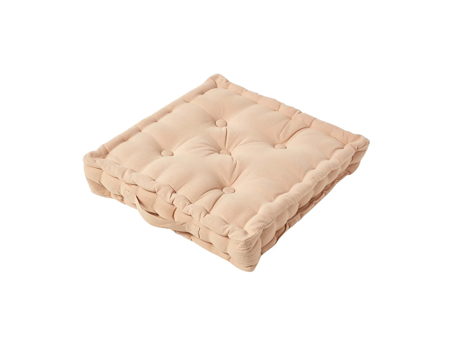 Homescapes 100% Cotton Plain Floor Cushion, 40 x 40 x 8 cm, Natural, OEKO-TEX Certified, Handcrafted, 16 x 16 x 3"