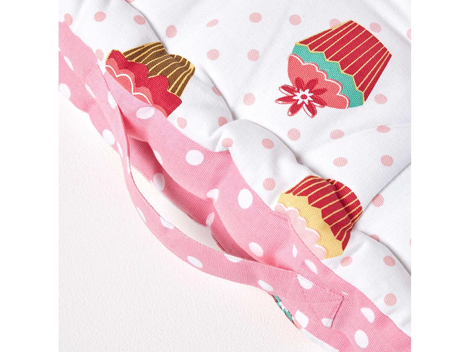 Homescapes 100% Cotton Cupcake Floor Cushion, 40 x 40 x 8 cm, Pink, OEKO-TEX Certified, Handcrafted, 16 x 16 x 3"
