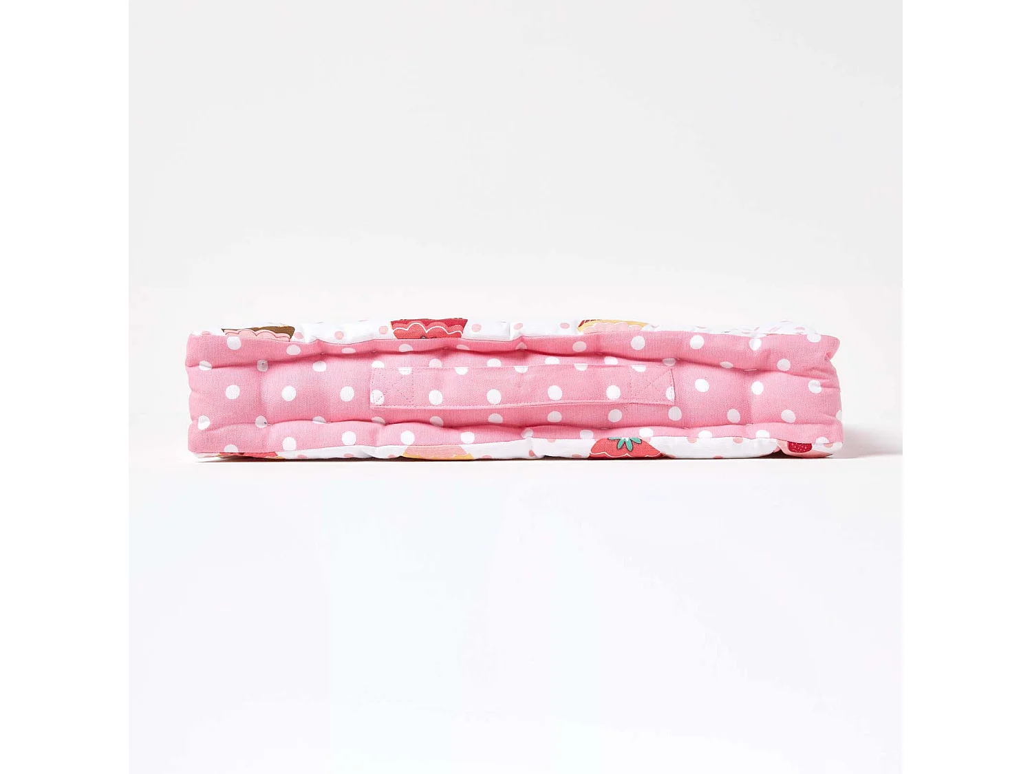 Homescapes 100% Cotton Cupcake Floor Cushion, 40 x 40 x 8 cm, Pink, OEKO-TEX Certified, Handcrafted, 16 x 16 x 3"