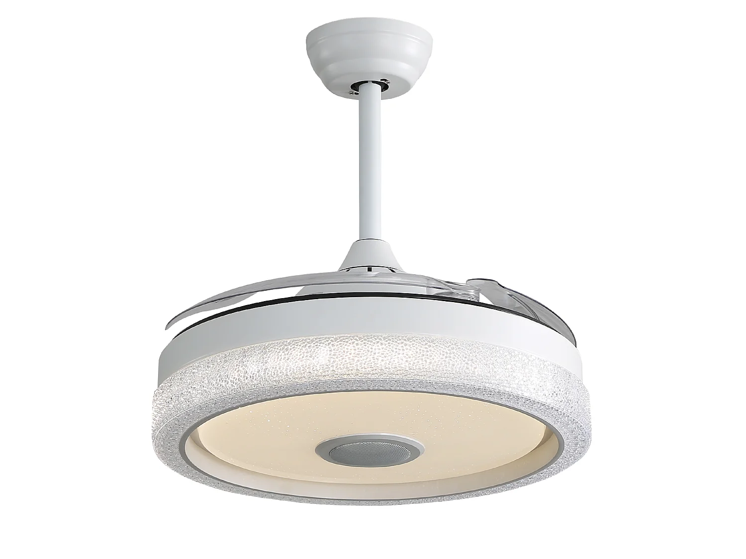 Ventilateur de Plafond avec Lumière LED RGB 107cm, 42" - Musique & App, Moteur DC Silencieux, 3 Pales ABS, Télécommande, Réversible - Blanc