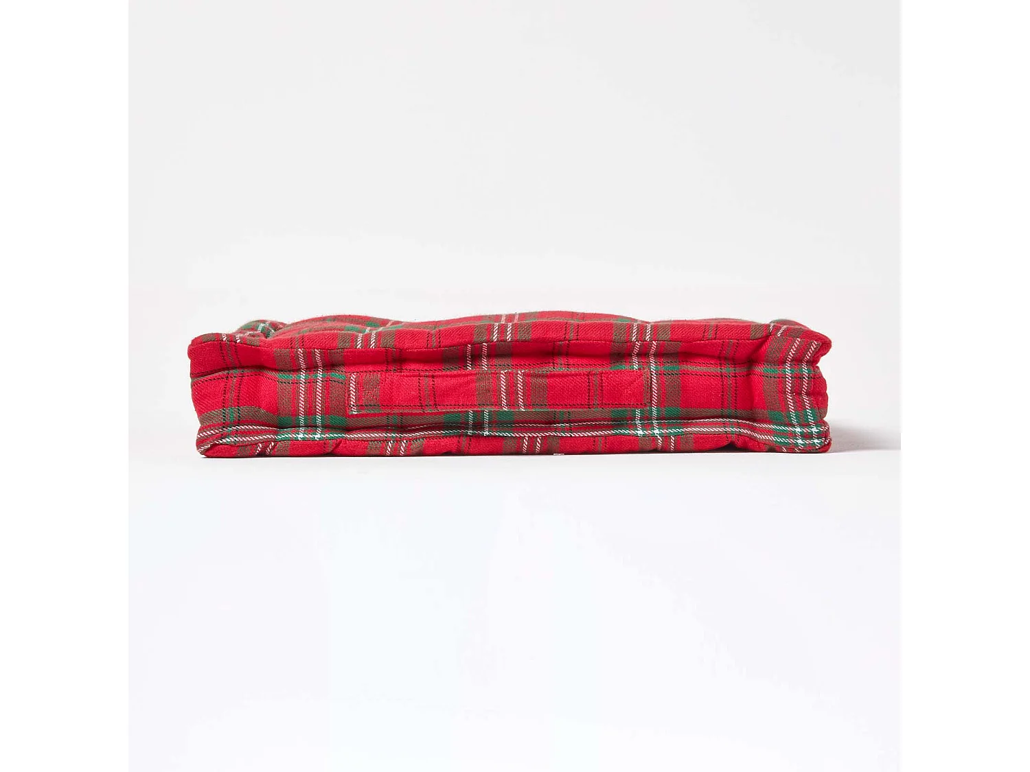 Homescapes 100% Cotton Tartan Floor Cushion, 50 x 50 x 10 cm, Red, OEKO-TEX Certified, Handcrafted, 20 x 20 x 4"