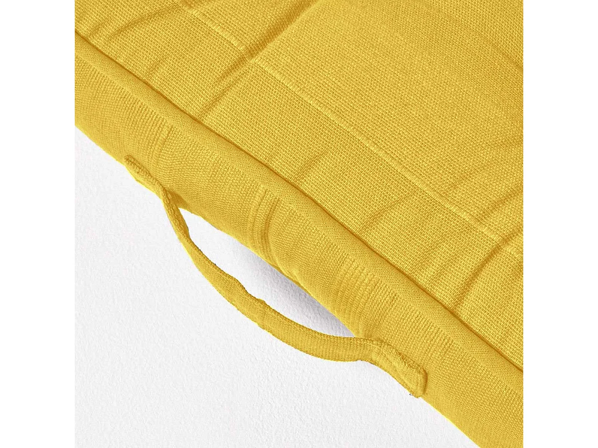 Homescapes 100% Cotton Rajput Floor Cushion, 40 x 40 x 8 cm, Yellow, OEKO-TEX Certified, Handcrafted, 16 x 16 x 3"