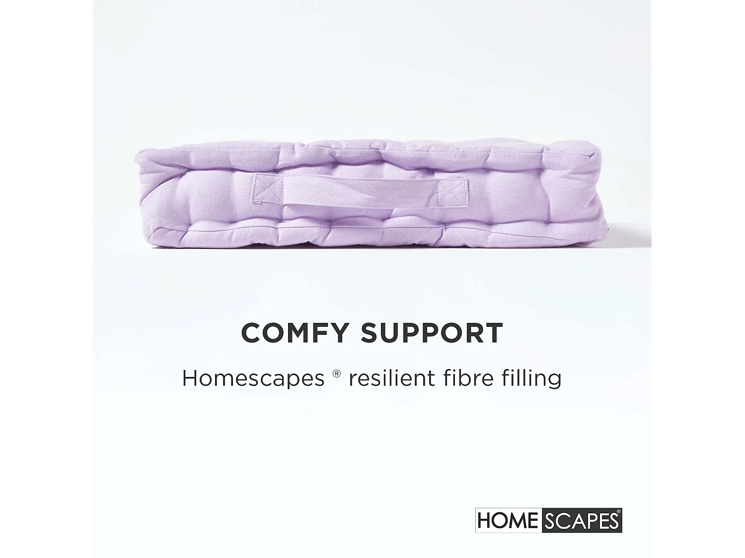 Homescapes 100% Cotton Plain Floor Cushion, 40 x 40 x 8 cm, Mauve Purple, OEKO-TEX Certified, Handcrafted, 16 x 16 x 3"