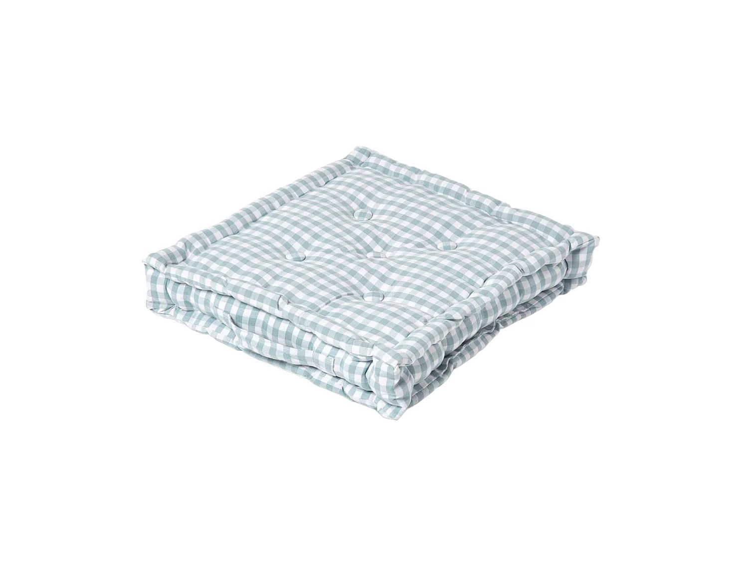 Homescapes 100% Cotton Gingham Floor Cushion, 50 x 50 x 10 cm, Blue, Block Check, OEKO-TEX Certified, Handcrafted, 20 x 20 x 4"