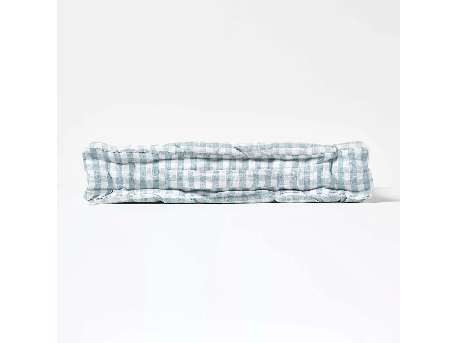 Homescapes 100% Cotton Gingham Floor Cushion, 50 x 50 x 10 cm, Blue, Block Check, OEKO-TEX Certified, Handcrafted, 20 x 20 x 4"
