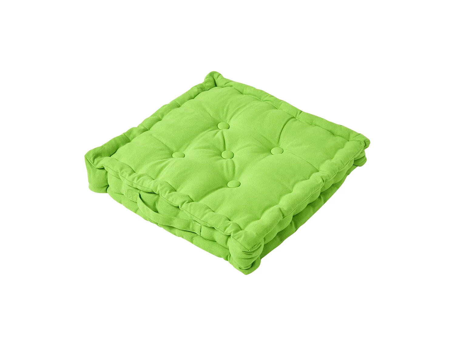 Homescapes 100% Cotton Plain Floor Cushion, 50 x 50 x 10 cm, Green, OEKO-TEX Certified, Handcrafted, 20 x 20 x 4"