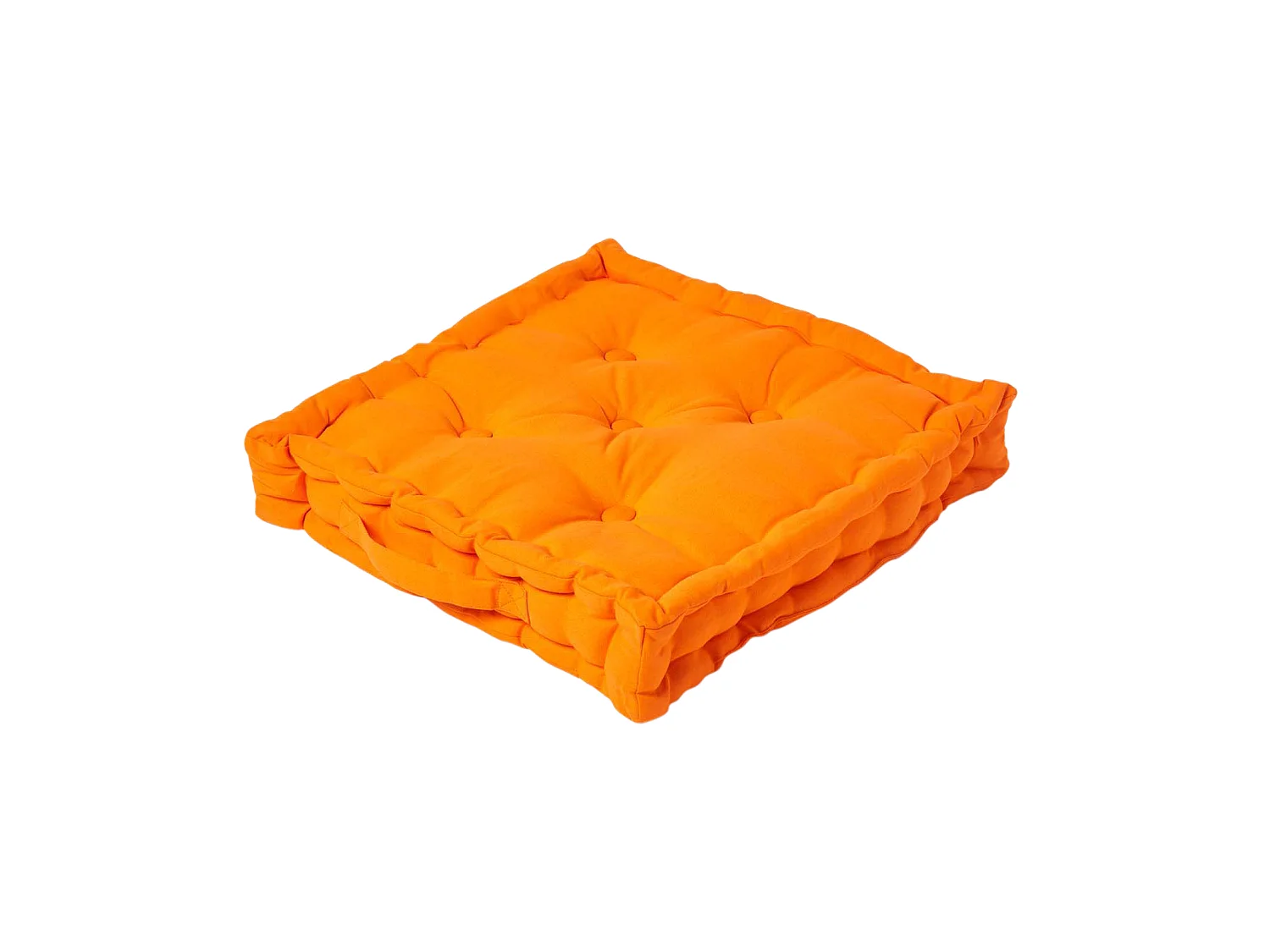 Homescapes 100% Cotton Plain Floor Cushion, 40 x 40 x 8 cm, Orange, OEKO-TEX Certified, Handcrafted, 16 x 16 x 3"