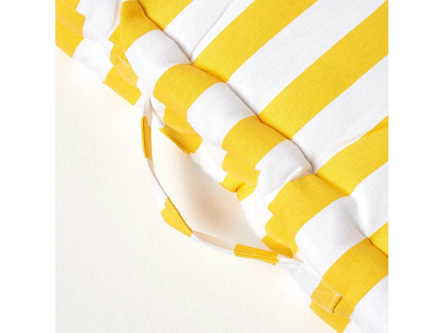 Homescapes 100% Cotton Stripe Floor Cushion, 50 x 50 x 10 cm, Yellow, OEKO-TEX Certified, Handcrafted, 20 x 20 x 4"